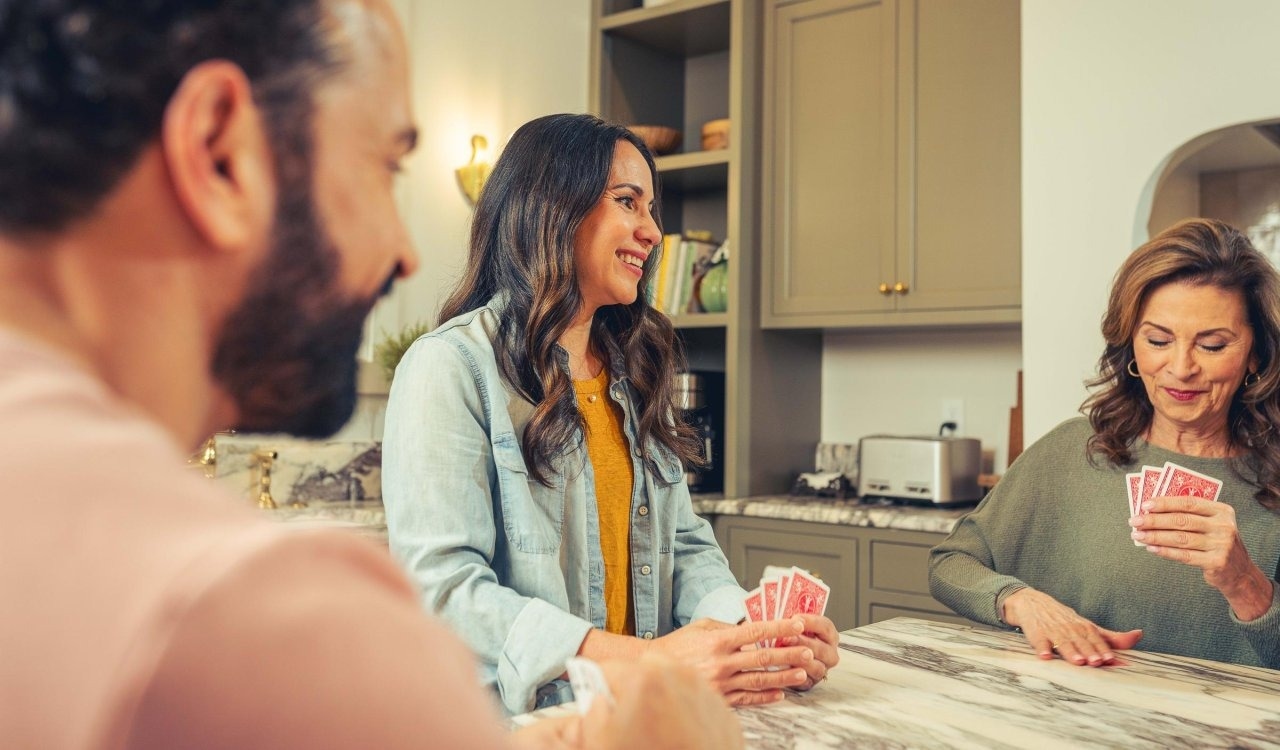 family playing cards